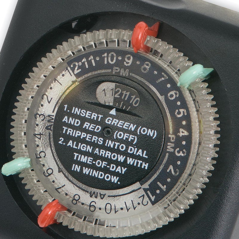 Kichler Outdoor Mechanical Timer with Tradition Pin Setting, Plug-In Landscape Lighting Automation Timer, Black, 15557BK, 3" x 3" x 2.75" - Image 2