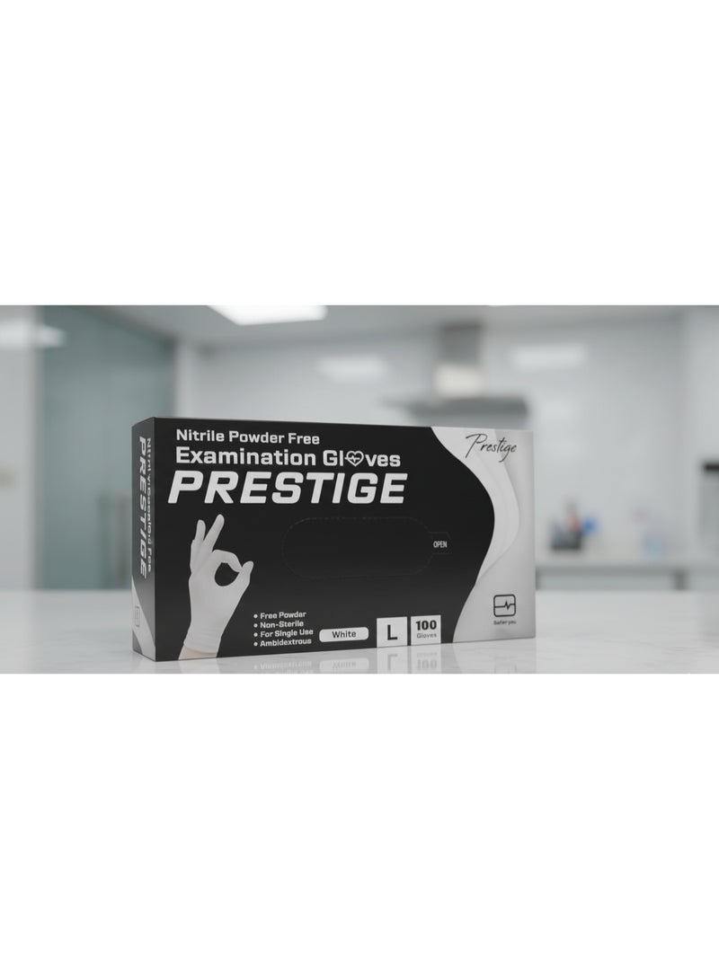 Prestige Nitrile Examination Gloves – Powder Free – Single Use – Size XL – 100 Pcs – White - Image 5