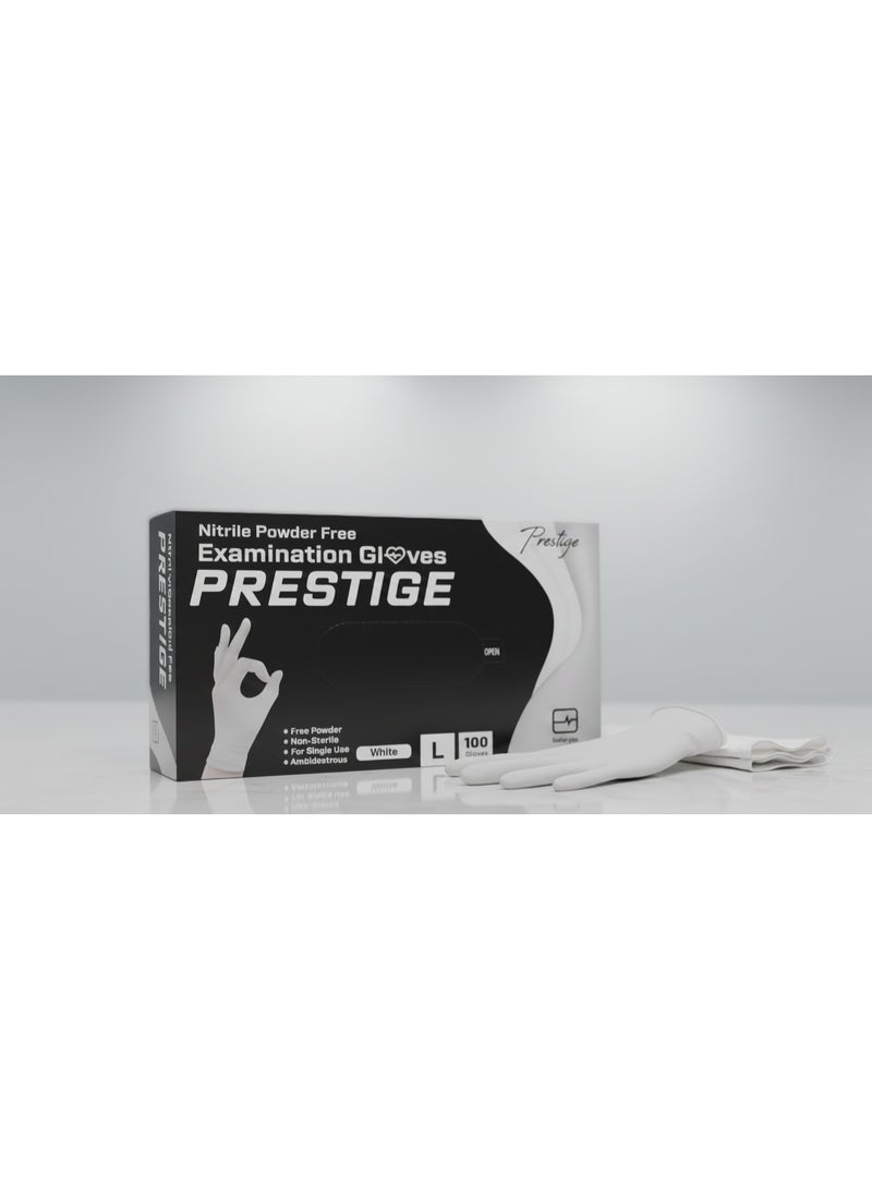 Prestige Nitrile Examination Gloves – Powder Free – Single Use – Size XL – 100 Pcs – White - Image 4