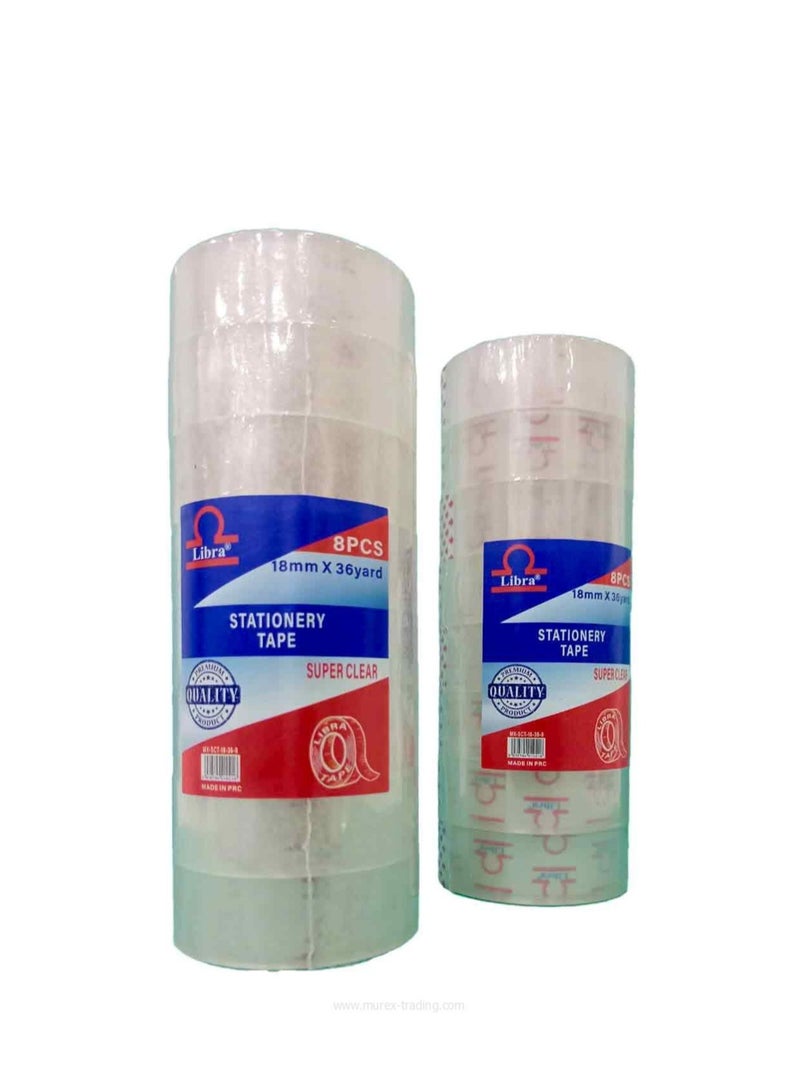 Libra Super Clear Tape core 1" 18mm 3/4" 36 yards ( 16 piece) - Image 1