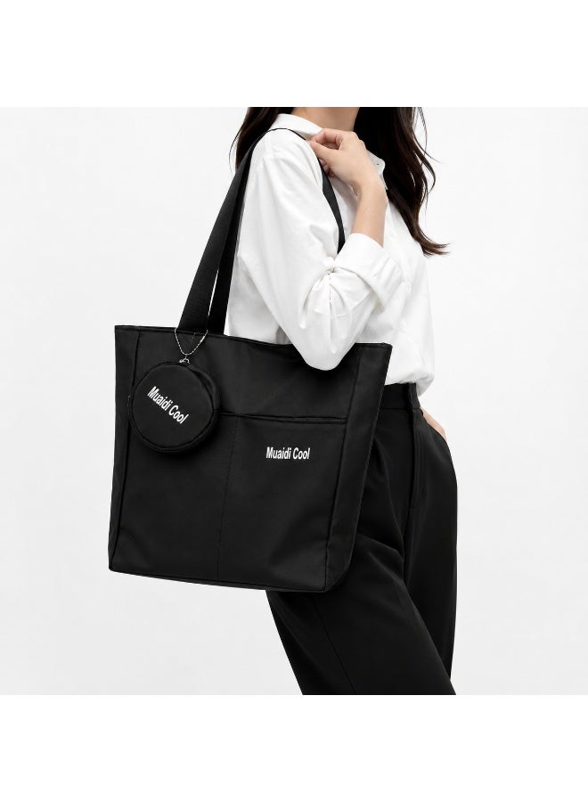 Women’s Tote Bag with Top Zipper, Multiple Front Pockets, Detachable Mini Purse and Wide Shoulder Straps - Image 3