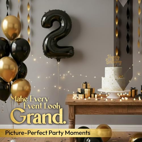 Atpata Funky Black Number Foil Balloons for Numeric Milestone Parties (40 INCH, 2) - Image 2