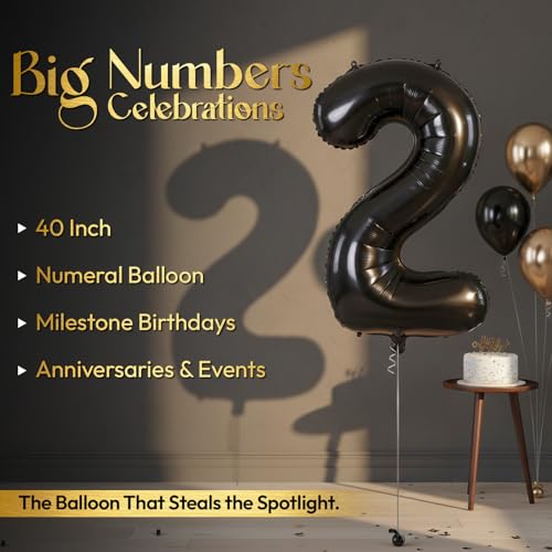 Atpata Funky Black Number Foil Balloons for Numeric Milestone Parties (40 INCH, 2) - Image 4