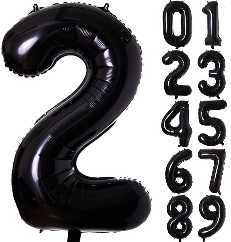 Atpata Funky Black Number Foil Balloons for Numeric Milestone Parties (40 INCH, 2) - Image 1