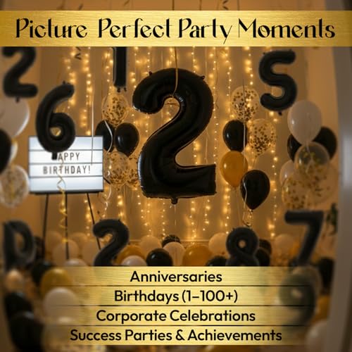 Atpata Funky Black Number Foil Balloons for Numeric Milestone Parties (40 INCH, 2) - Image 5