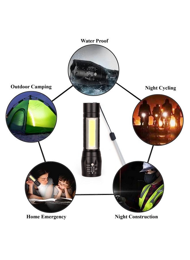 Care4 مصباح يدوي قابل لإعادة الشحن من Care 4 مع ضوء COB جانبي للطوارئ، 140 لومن (أسود) - Image 5