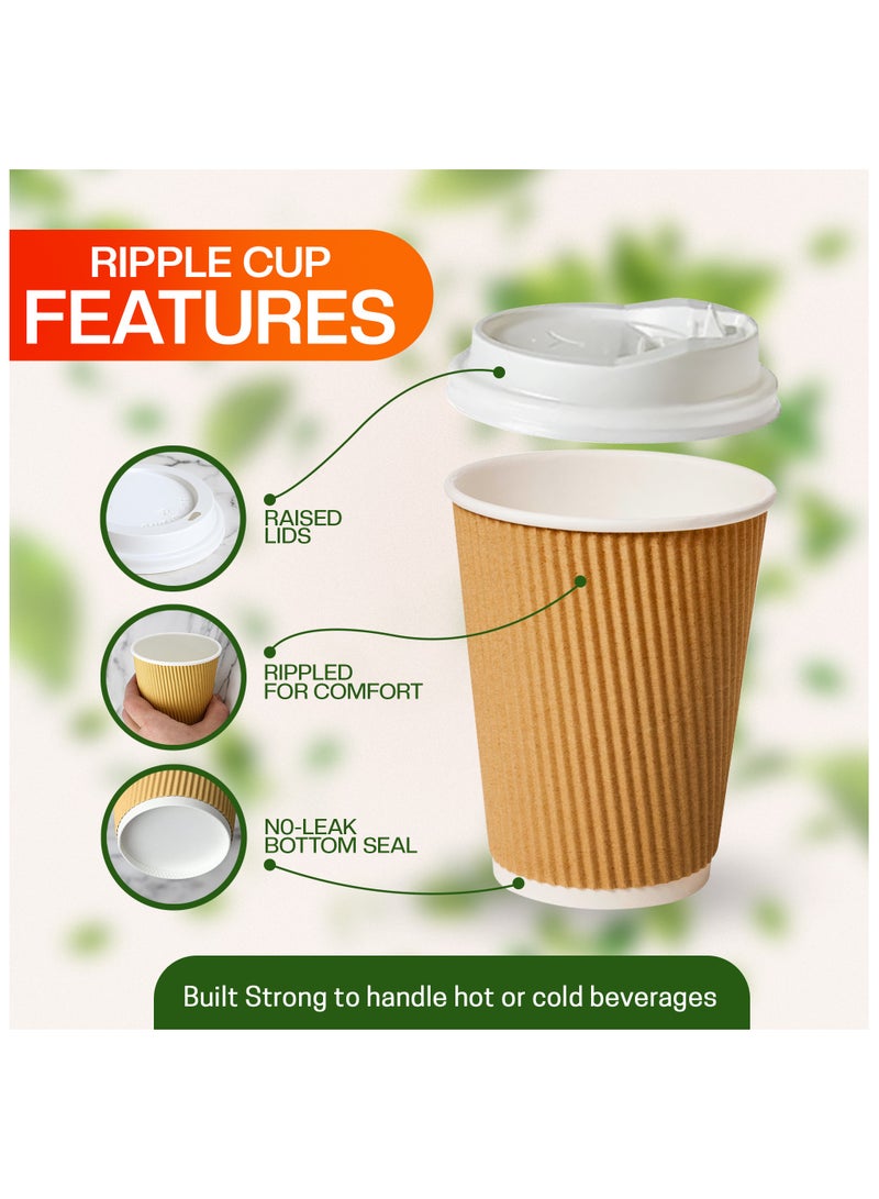 EcoEdge EcoEdge 8 Oz Disposable Heavy-Duty Ripple Corrugated Paper Cups (Pack of 50) | Sustainable, Sturdy, Chemical and Plastic Free | Leakproof for Hot or Iced Beverages, Everyday Use | 100% Biodegradable  - Image 2