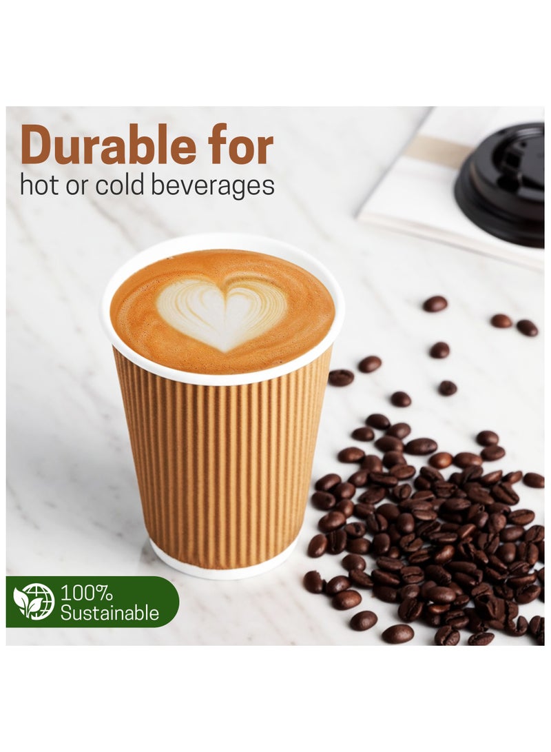 EcoEdge EcoEdge 8 Oz Disposable Heavy-Duty Ripple Corrugated Paper Cups (Pack of 50) | Sustainable, Sturdy, Chemical and Plastic Free | Leakproof for Hot or Iced Beverages, Everyday Use | 100% Biodegradable  - Image 3