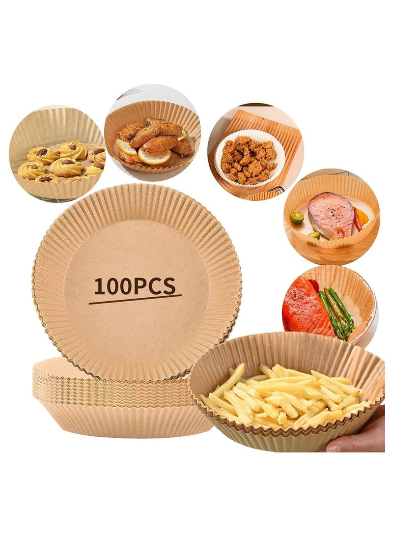 100 PCS Air Fryer Disposable Paper Liner, Non-stick Liners, Baking for Water-proof, Oil-proof, Parchment Roasting Microwave,16cm - Image 1