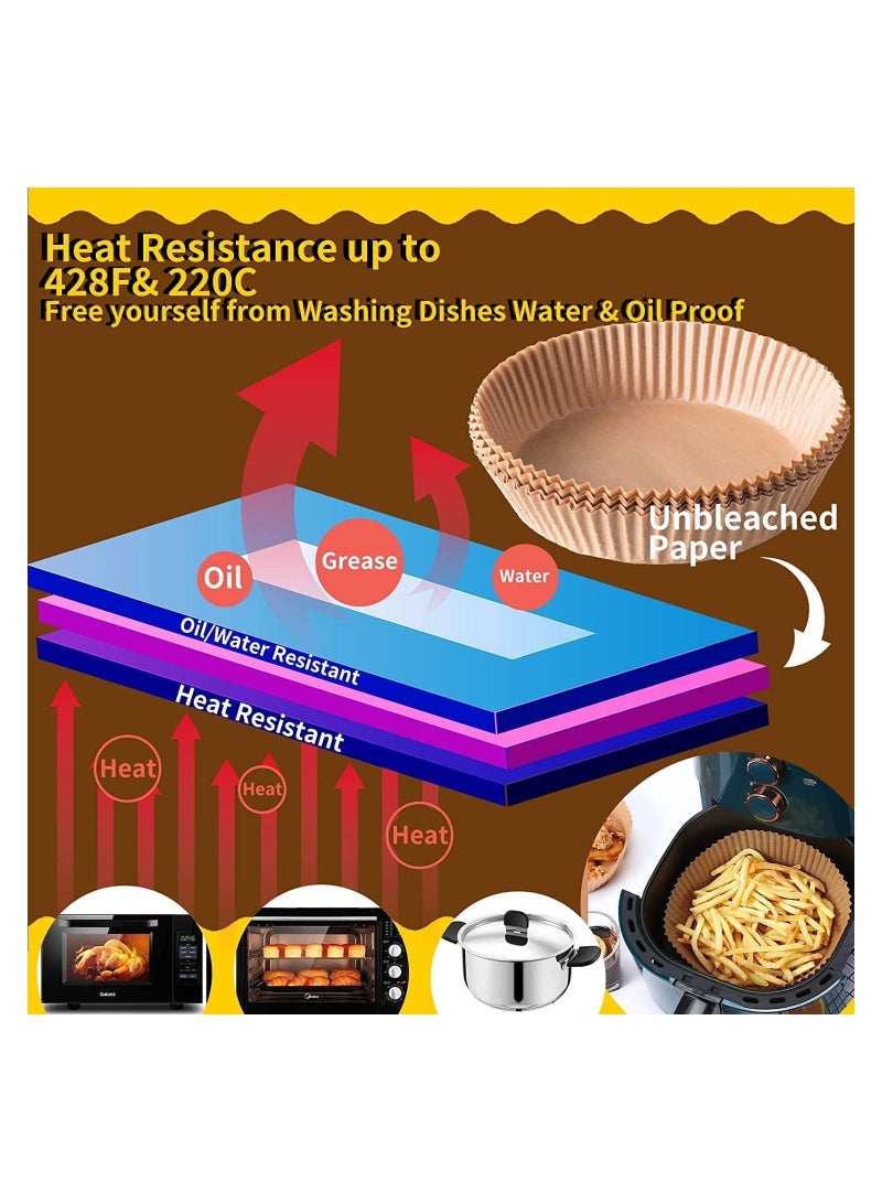 100 PCS Air Fryer Disposable Paper Liner, Non-stick Liners, Baking for Water-proof, Oil-proof, Parchment Roasting Microwave,16cm - Image 4