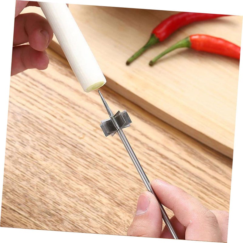 2 Pcs Stainless Steel Onion Shredder Multi Function Vegetable Cutter Plum Blossom Design For Fine Shredding Shallots Onions And More Kitchen Tools Blue - Image 4