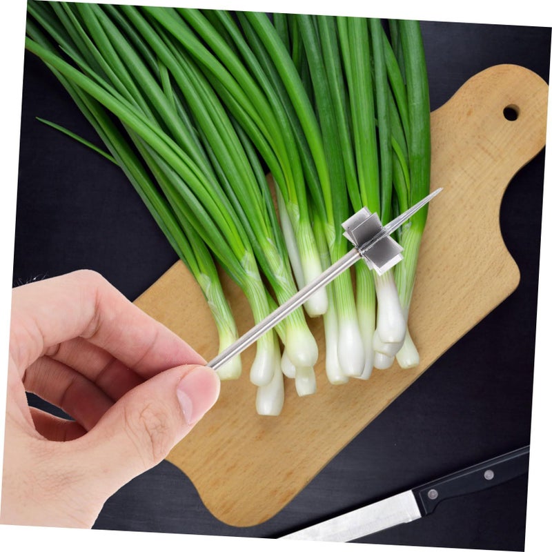 2 Pcs Stainless Steel Onion Shredder Multi Function Vegetable Cutter Plum Blossom Design For Fine Shredding Shallots Onions And More Kitchen Tools Blue - Image 5
