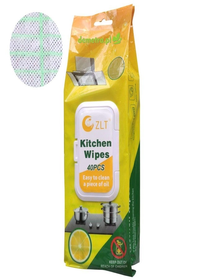 Rexez Wet Kitchen Wipes for Grease Removal | Lemon Scented Cleaning Wipes for Countertops, Stoves, Hoods & Tables | No Rinse, Ready-to-Use Surface Cleaner | 40 PCS - Image 1