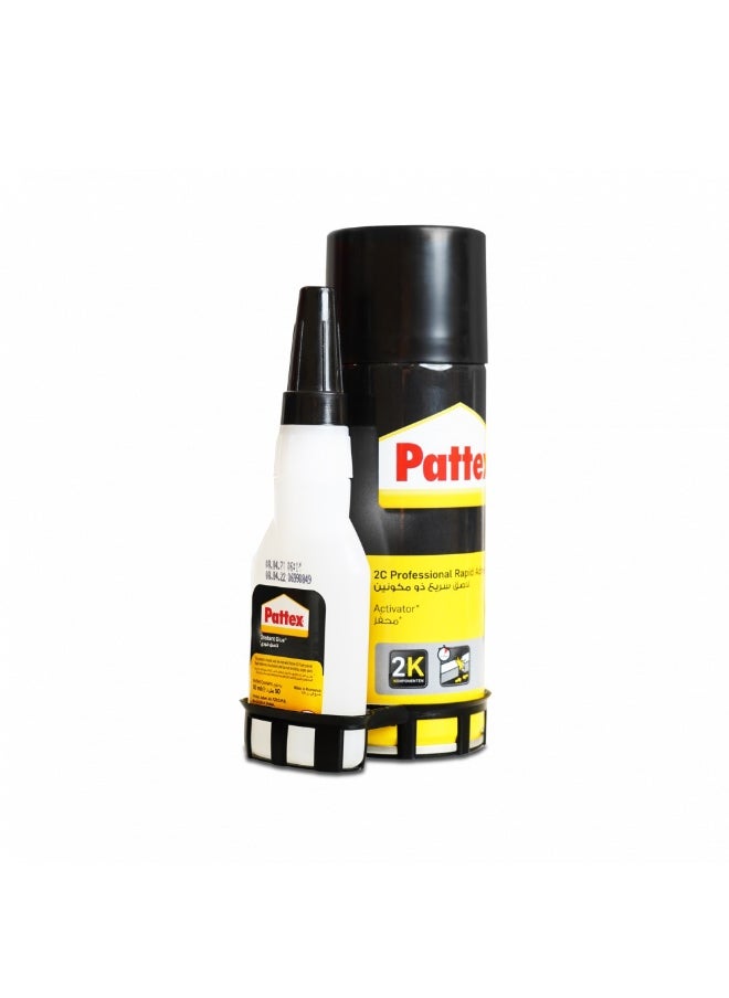 Pattex Pattex 2c Professional Rapid Fast Adhesive Glue and Activator, MDF Kit, 50ml-200ml  - Image 1