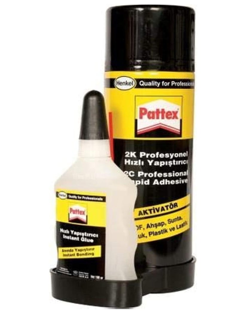 Pattex Pattex 2c Professional Rapid Fast Adhesive Glue and Activator, MDF Kit, 50ml-200ml  - Image 3