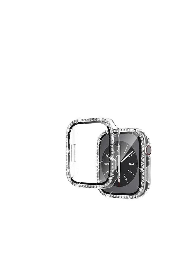 Watch Case For Apple Watch Series 8 41mm & Series 7 41mm With Screen Protector,  Hard PC Bling Bumper Shiny Crystal Diamond Rhinestone Protective Cover  - Image 2