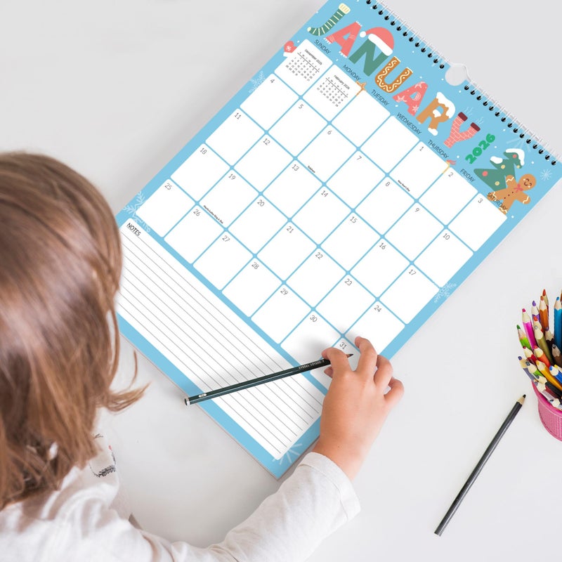 SUNEE Calendar 2026 18 Months Wall Calendar Oct. 2025 - Mar. 2027, 12"x17" Big Hanging Calendar 2026 with Note, Past Month and Next Month for Organizing & Planning, Cute - Image 5