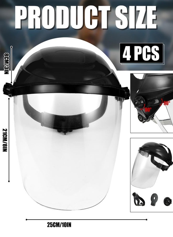 Tellegloww 4 Pcs Clear Safety Face Shield for Grinding & Cutting, Lightweight Full Impact Resistant with Adjustable Ratcheting Headgear Face Shield Mask for Work Chemical Woodworking Industrial, Black - Image 2
