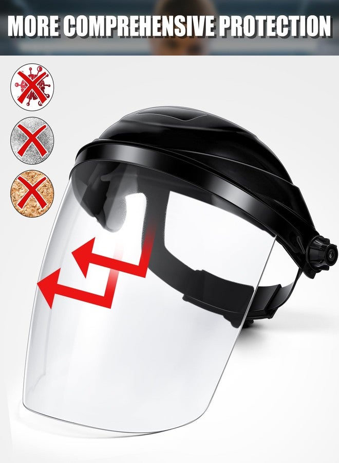 Tellegloww 4 Pcs Clear Safety Face Shield for Grinding & Cutting, Lightweight Full Impact Resistant with Adjustable Ratcheting Headgear Face Shield Mask for Work Chemical Woodworking Industrial, Black - Image 4