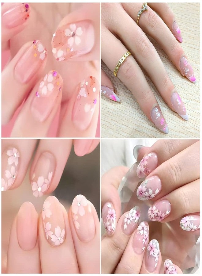 MAYCREATE® 30 Sheets Flower Nail Art Stickers 3D Self Adhesive Nails Stickers White Flower with Rhinestones Decals Nail Art Designs Flowers Sticker for Nails Decorations - Image 5