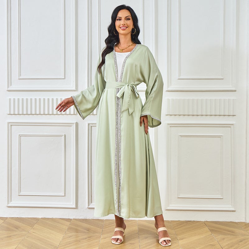 MT575 Abaya Crystal Embellished Long Dress - Image 4