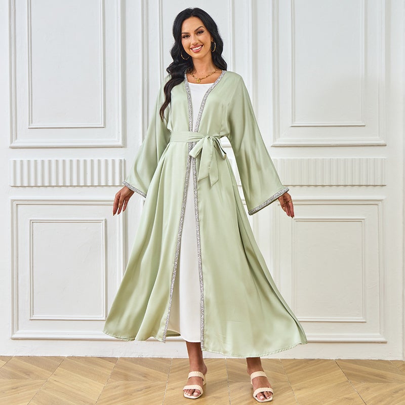 MT575 Abaya Crystal Embellished Long Dress - Image 1