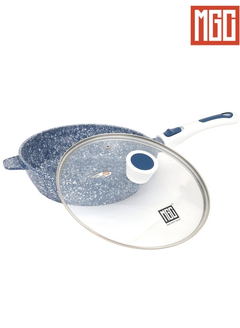 MGC Frying pan 27cm Frying Pan | Easy to Clean | Non-stick Coating | Diffusion Bottom | Healthy | Safe Cookware | Blue| Suitable for All Stoves - Image 2