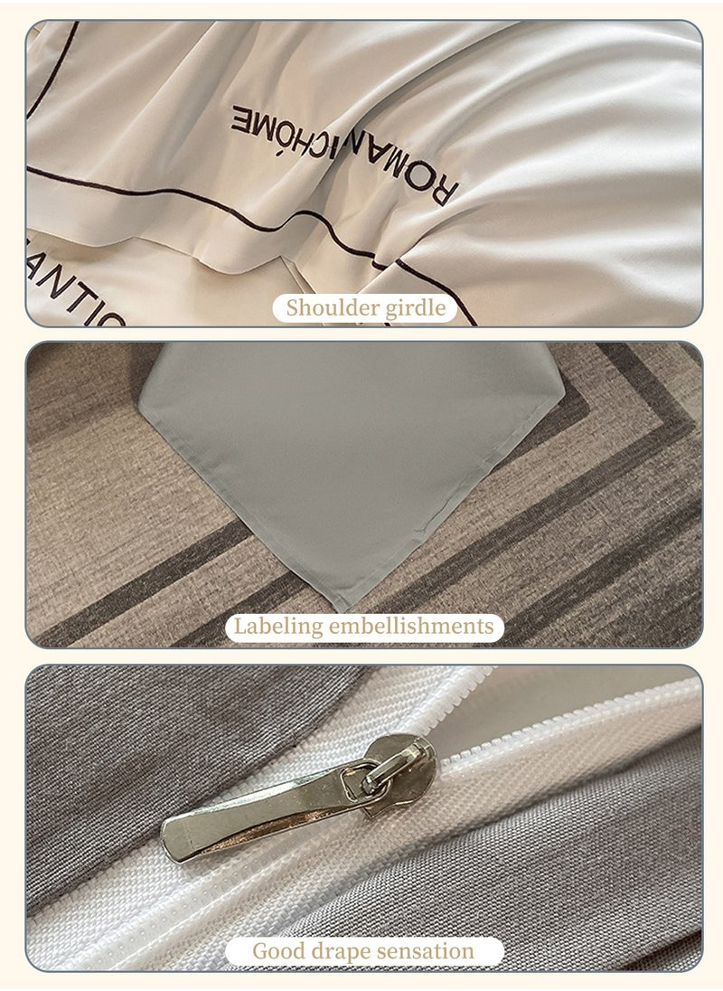 LEOKOR 4PCS Soft Bedding Duvet Cover Set, Skin-Friendly Solid Color Breathable Comforter Set, Include Quilt Cover With Zipper Closure, Bed Sheet and 2 Pillowcase  - Image 4