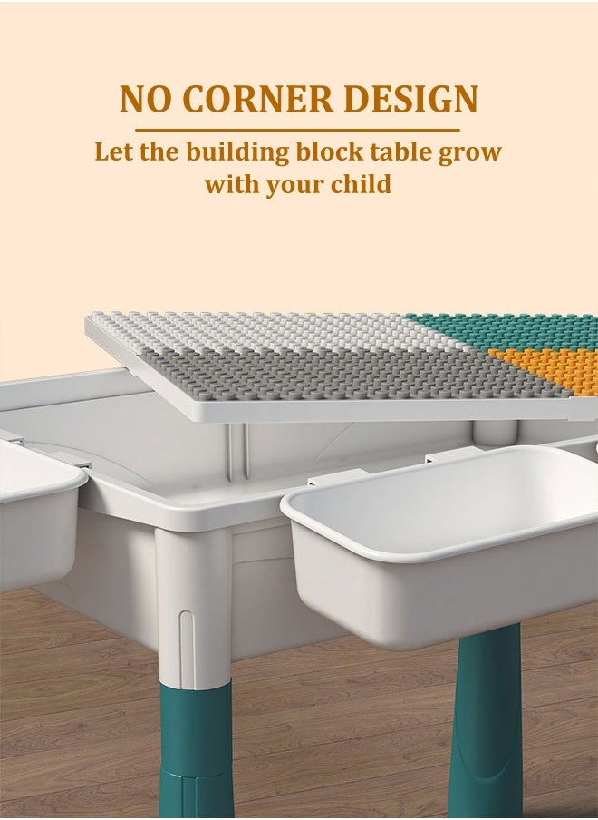 Joudiplay Kids 5-in-1 Multi Activity Table Set - 286 Pieces Large Building Blocks Compatible Bricks Toy Play Table Includes Building Block Table for 3+ years old 38*28CM  - Image 2