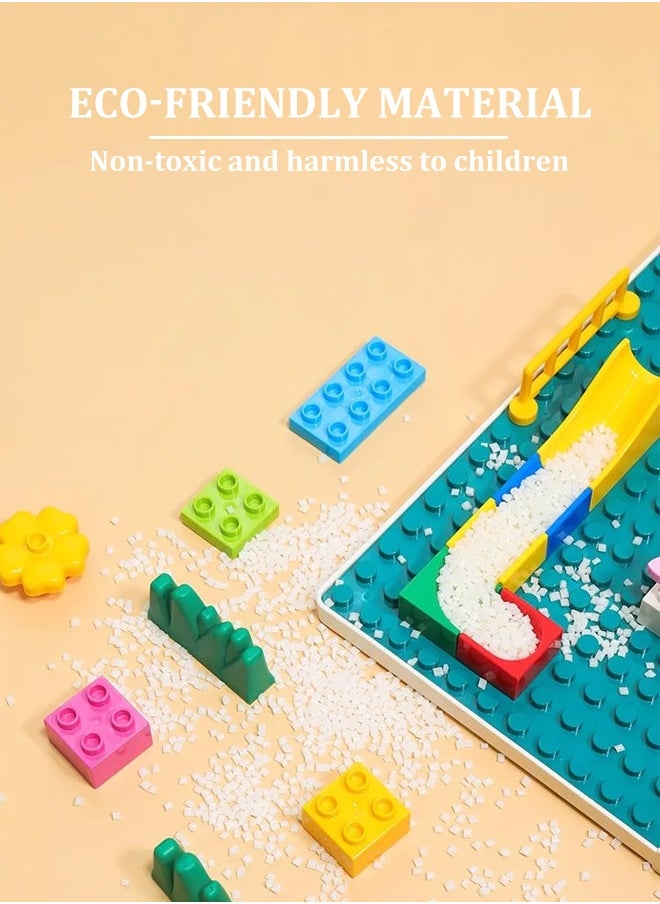 Kids 5-in-1 Multi Activity Table Set - 286 Pieces Large Building Blocks Compatible Bricks Toy Play Table Includes Building Block Table for 3+ years old 38*28CM