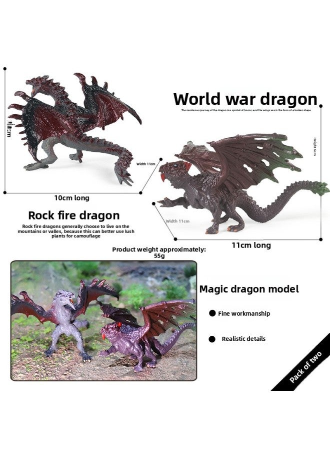 Children's Simulation Warcraft Dragon Dinosaur Model Toy Double-headed Dragon Thunder And Lightning Magic Dragon Black Dragon Wind God Magic Dragon Ornaments 