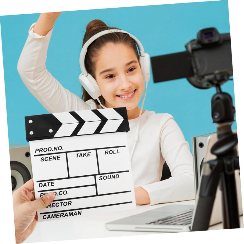 Wooden Film Clapboard Movie Props for Creative Filmmaking Photography Scenes White - Image 5