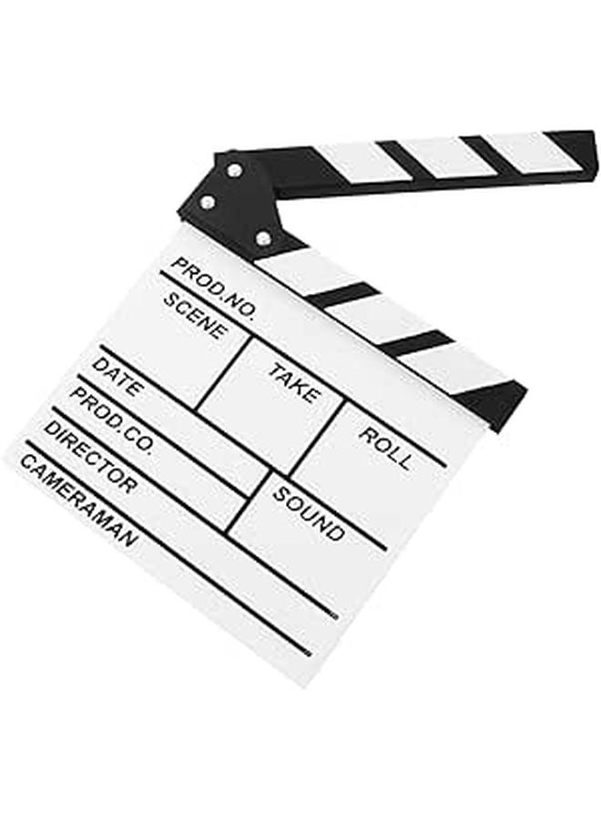 Wooden Film Clapboard Movie Props for Creative Filmmaking Photography Scenes White - Image 1
