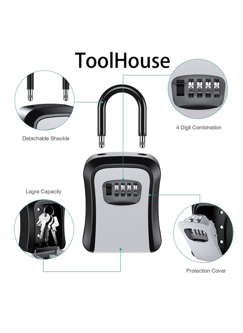 ToolHouse Outdoor Key Storage Box Waterproof Design 4 Digit Wall Mount Key Safe Lock Box  for Indoor and Outdoor  - Image 3