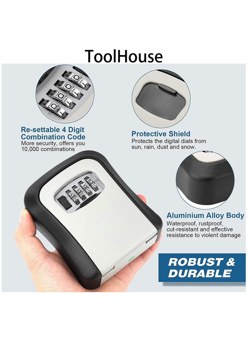 ToolHouse Outdoor Key Storage Box Waterproof Design 4 Digit Wall Mount Key Safe Lock Box  for Indoor and Outdoor  - Image 4