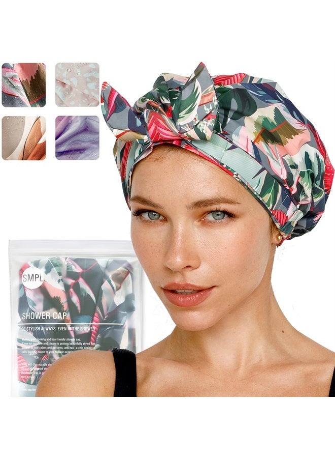 SMPL objects Reusable Shower Cap for Women – Leakproof, Nonslip Hair Cap for Shower w/ Comfy Flexiband – Soft, Breathable Shower Caps for Women Reusable Waterproof – Durable, Heavy Duty Shower Cap by SMPL OBJECTS - Image 1