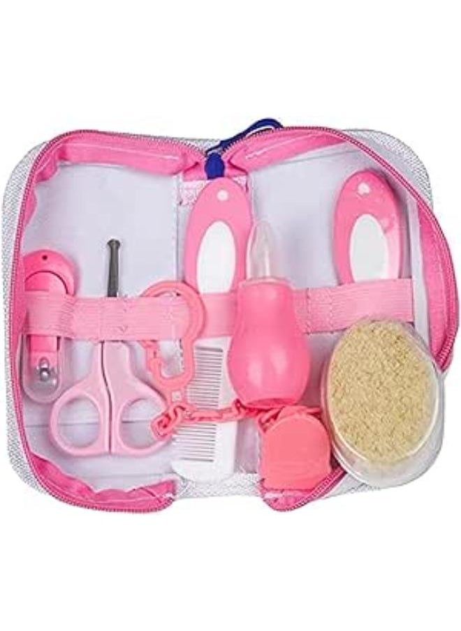 Generic - Chicco Brush Set, Nail File, Nail Clipper, Plastic Nose Pump And Chain With Special Bag - Pink - Image 1