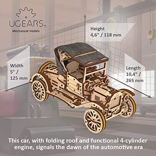 UGEARS Retro Car Model T 3D Wooden Puzzles for Adults Wooden Model Kits for Adults Model Classic Car Kits Hobbies for Men Models for Adult to Build Brain Teaser Hobby Set - Image 5