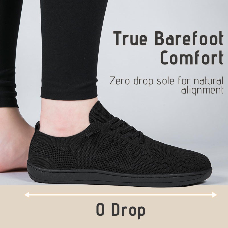 VXGGVX Barefoot Shoes Women Wide Slip-On Barefoot Running Tennis Walking Sneakers Minimalist Breathable Shoes Zero Drop Sole for Workout Gym Travel Black 7 - Image 4