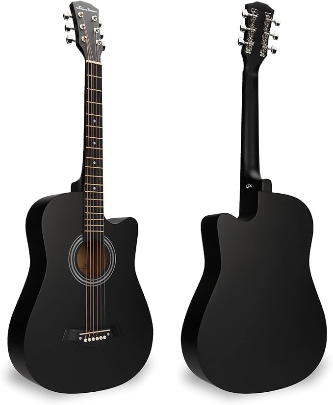 38-Inch Acoustic Beginner Cutaway Guitar Set with Bag, Strap, Capo, Picks, and Extra Strings - Image 4