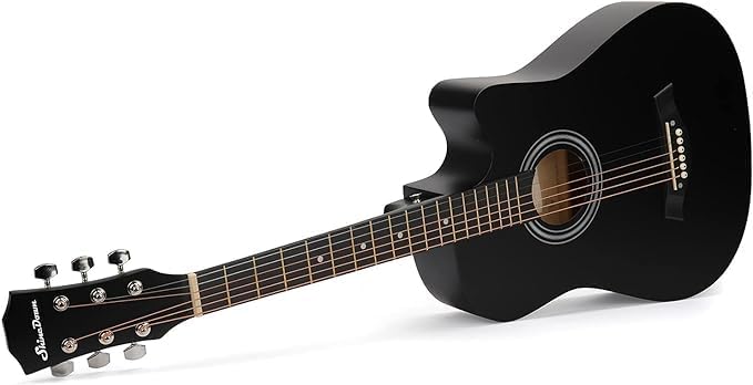 38-Inch Acoustic Beginner Cutaway Guitar Set with Bag, Strap, Capo, Picks, and Extra Strings - Image 3