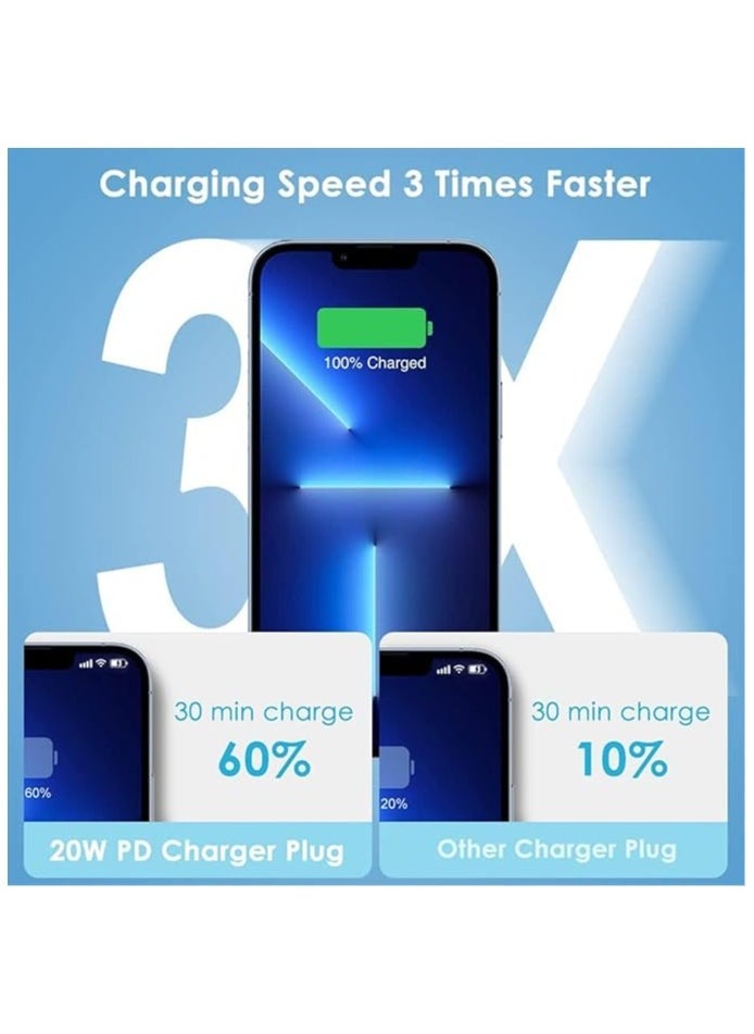 Raxoom iPhone 20W Fast Charger | USB C Wall Fast Charger with USB C to Lightning Cable 1M Compatible with iPhone 14/14 Pro/14 Pro Max/13/12/SE2020/11/XR/XS Max/X/iPad - Image 4