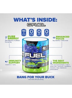 G Fuel Faze Rug Energy Powder, Sugar Free, Clean Caffeine Focus Supplement, Water Mix, Sour Blue Raspberry Flavor, with Focus Amino, Vitamin + Antioxidants Blend - 10.44 oz (40 Servings)  - Image 3