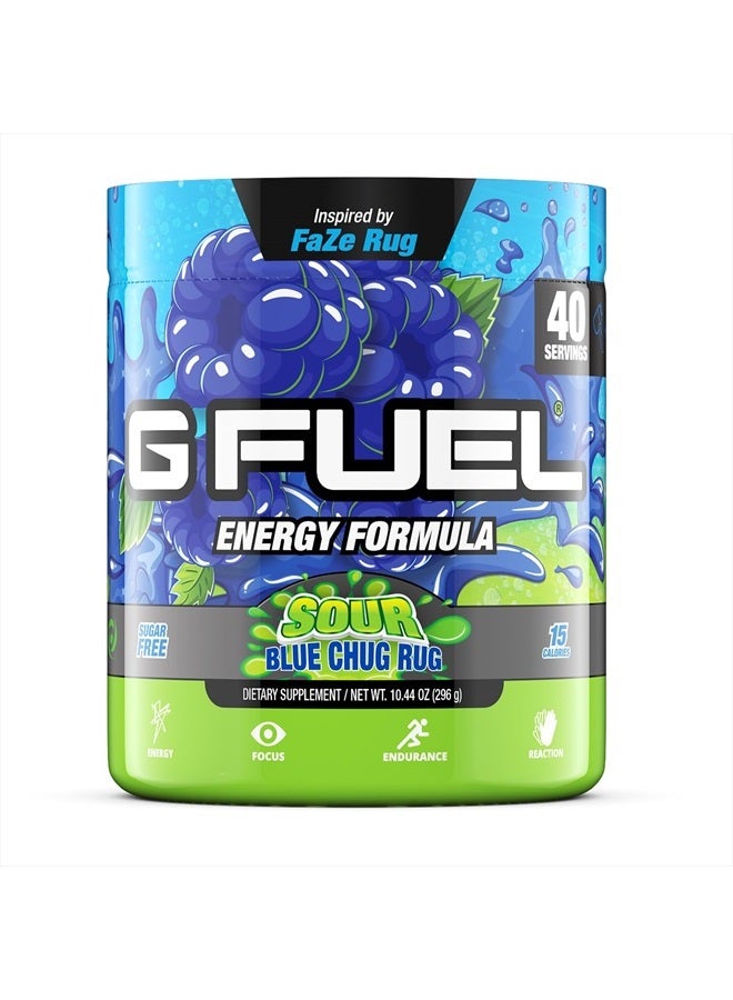 G Fuel مسحوق الطاقة من فايز روج، خالي من السكر، مكمل كافيين نقي للتركيز، قابل للخلط مع الماء، بنكهة توت العليق الأزرق الحامض، مع أحماض أمينية للتركيز، مزيج من الفيتامينات + مضادات الأكسدة - 10.44 أونصة (40 حصة) - Image 1