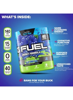 G Fuel Faze Rug Energy Powder, Sugar Free, Clean Caffeine Focus Supplement, Water Mix, Sour Blue Raspberry Flavor, with Focus Amino, Vitamin + Antioxidants Blend - 10.44 oz (40 Servings)  - Image 5