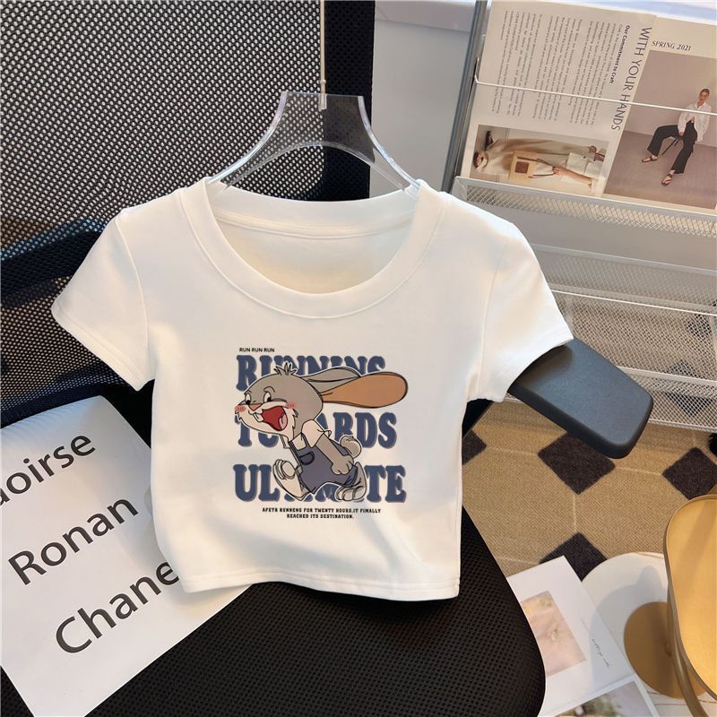 Girls' Short-Sleeved T-Shirt Baby Girl Summer Children'S White Short Half-Sleeved Fashionable Top 0186A024 - Image 1