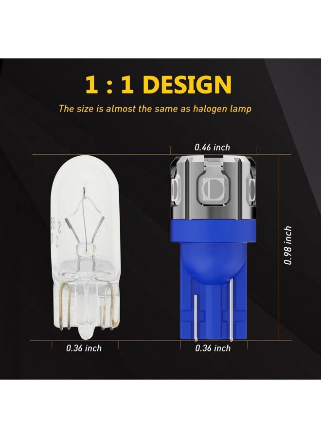 PHINLION 194 LED Light Bulb Blue Super Bright 168 2825 W5W T10 Wedge 6-SMD 3030 Chipsets LED Replacement Bulbs for Car Interior Map Dome Parking Door Courtesy License Plate Lights - Image 4