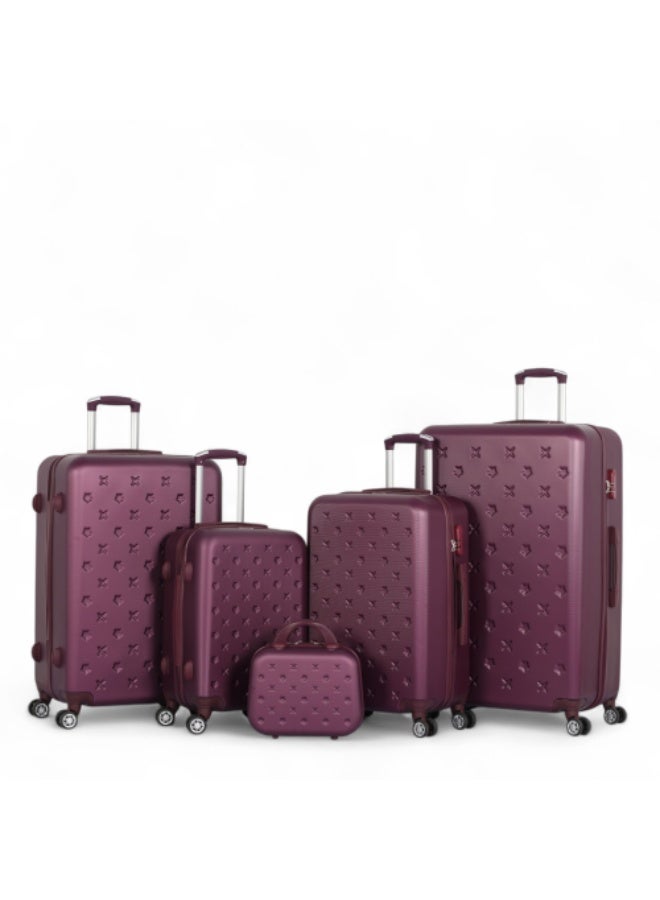 A 5-piece travel bag set in various sizes to meet all your needs, made of durable ABS plastic, featuring double wheels and a secure combination lock.