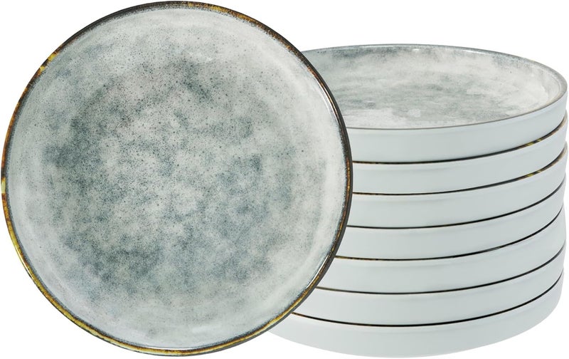 TP طقم أطباق عشاء ميلامين 9 بوصة مجموعة أطباق تقديم للباستا والسلطة والحبوب والحساء والشوفان خفيفة الوزن وغير قابلة للكسر آمنة للغسالة 8 قطع رمادي - Image 1