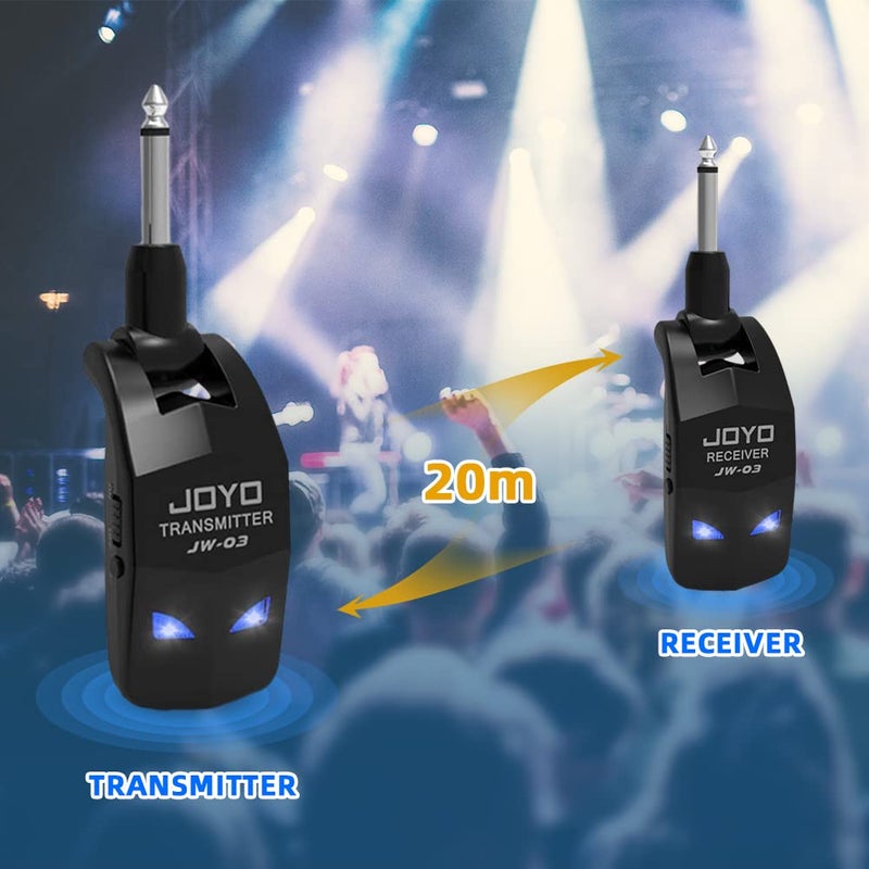 JOYO JOYO 2.4GHz Wireless Guitar System 4 Channels Rechargeable Audio Wireless Transmitter Receiver for Guitar Bass Electric Instruments (JW-03)  - Image 2